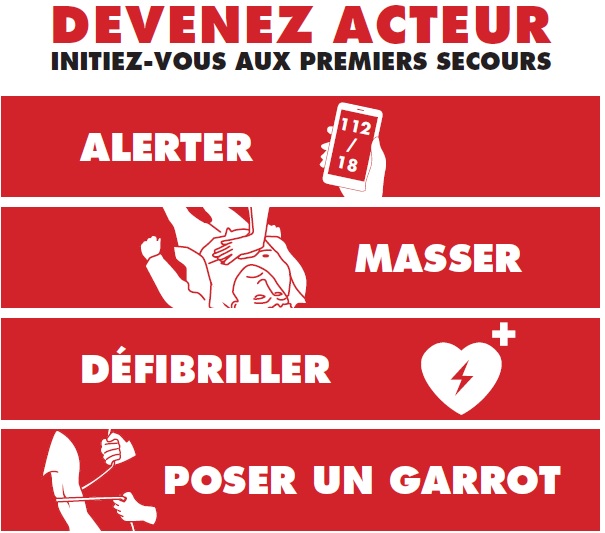 Initiation secourisme attentat allerter masser defibriller garrot